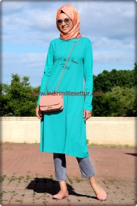 polo yaka turkuaz tunik